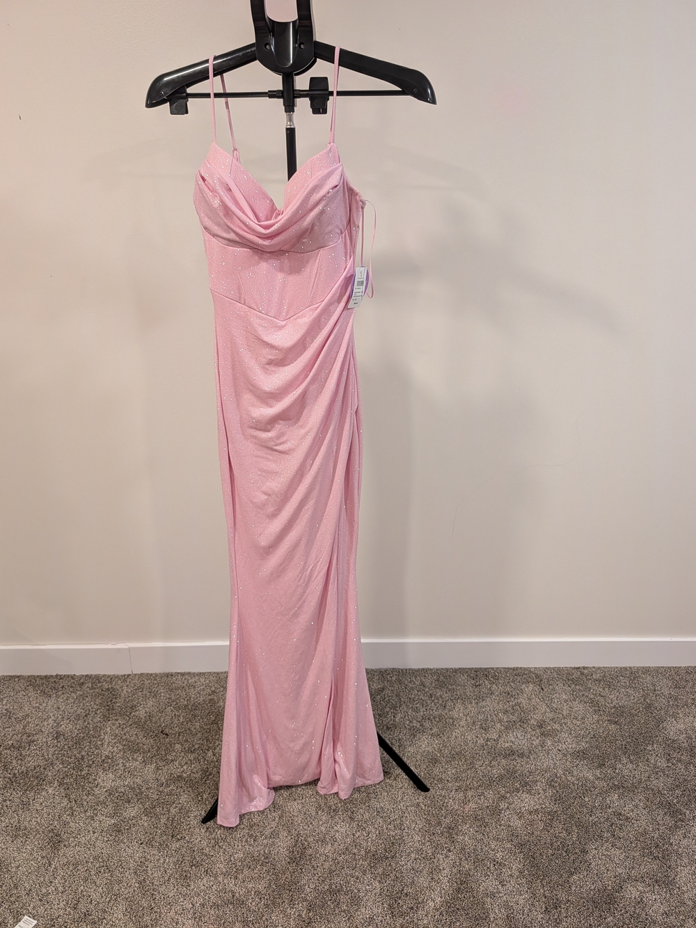 Windsor Pink Sparkle Cowl Neck Maxi Dress
